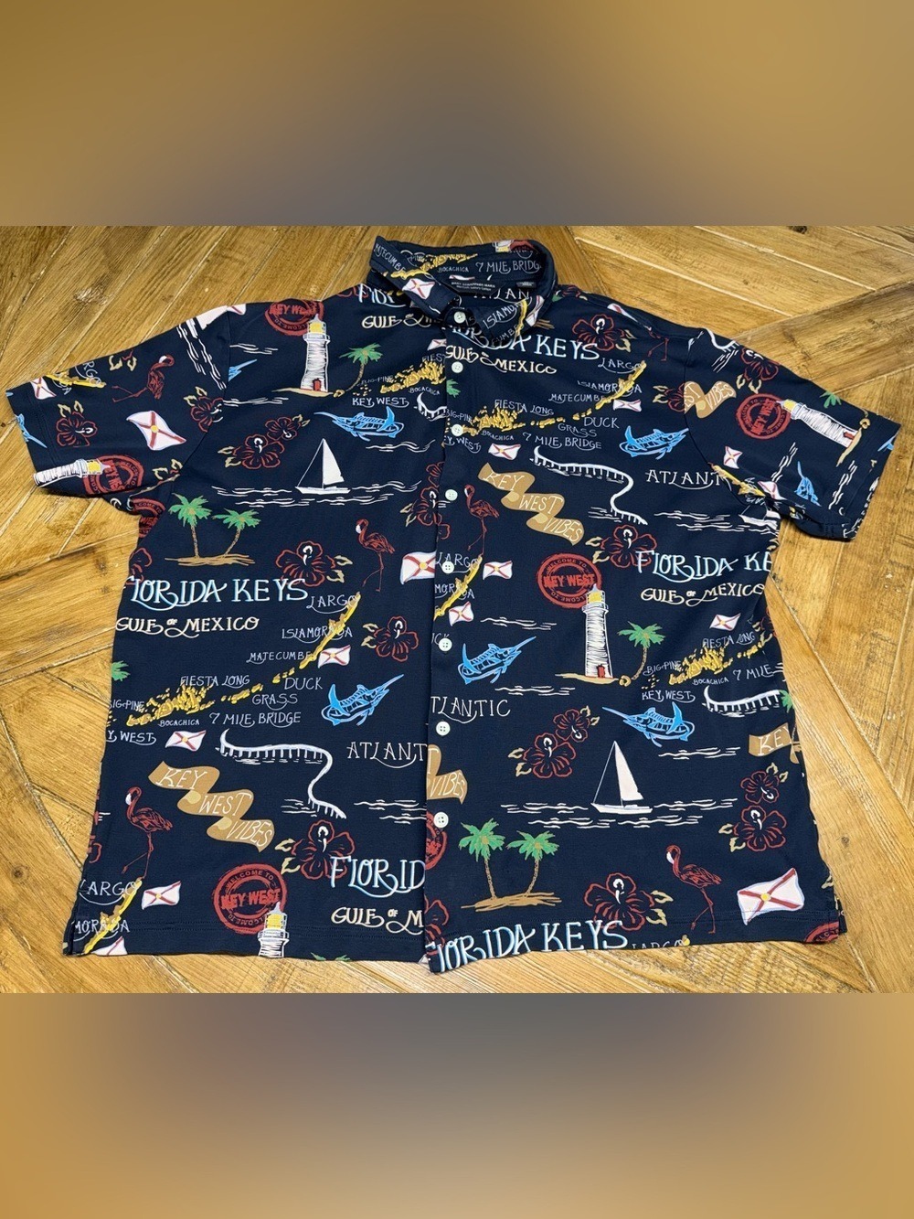 Hart Schaffner Marx HartSoft‎ Cotton Florida Keys Resort Shirt XL